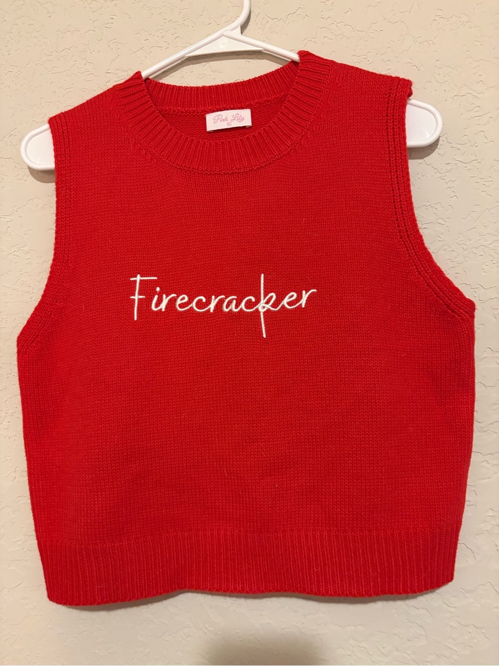 Pink Lily Red Knit FIRECRACKER Sweater Vest
